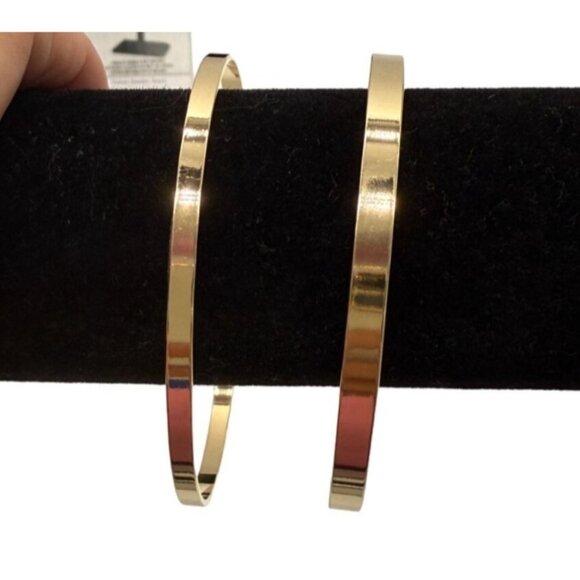 18K Gold Filled Flat Plain Bangles 3mm, 4mm (set of 2) - Picture 1 of 3